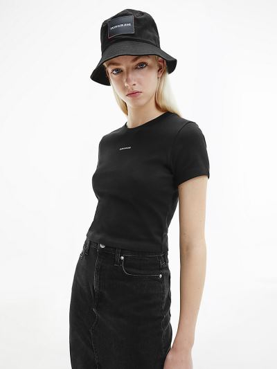 Calvin Klein Ruhák HU712109 | Calvin Klein Cropped Organic Cotton Női Póló Fekete